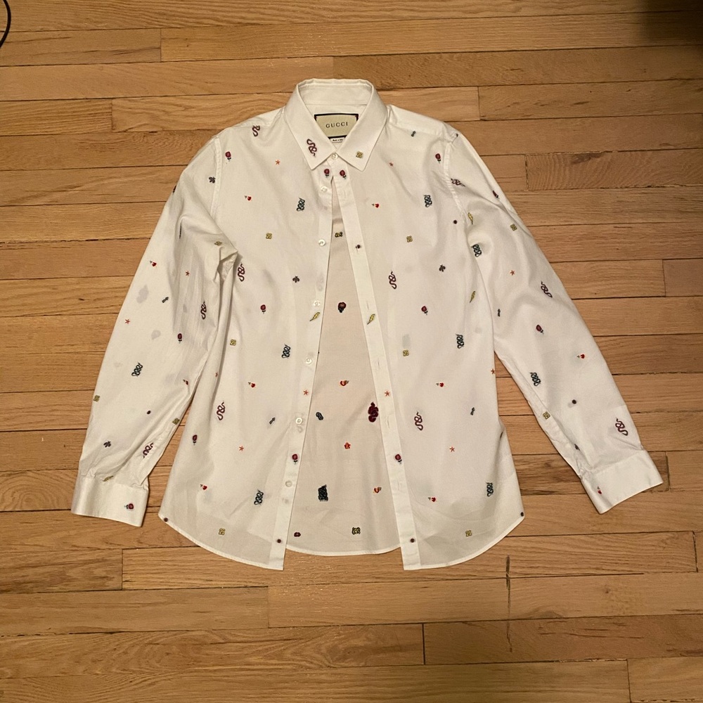 AUTHENTIC Gucci symbols Oxford cotton duke shirt